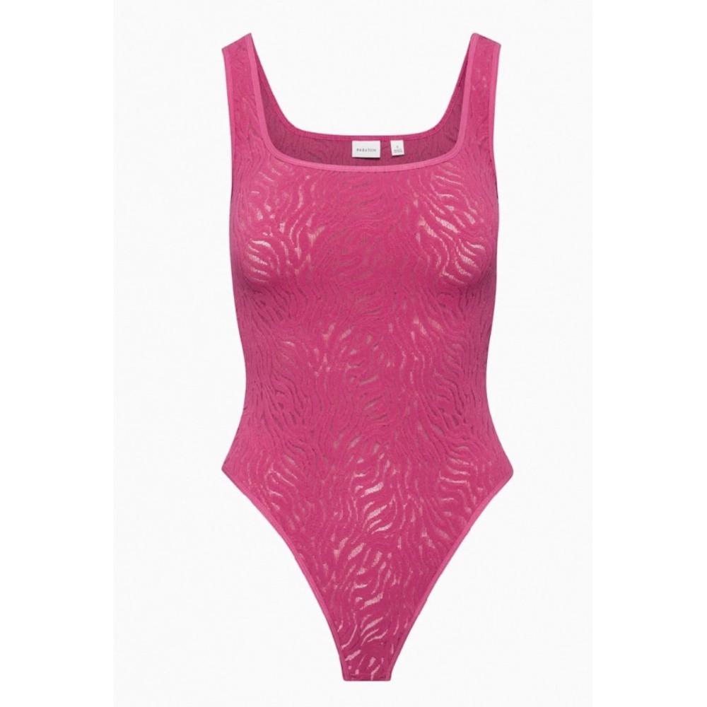 Babaton Aritzia Shapelace Tank Bodysuit Bold Fuchsia Pink Lace Square Neck M